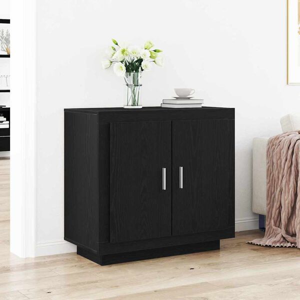 vidaXL Sideboard Black Oak 31.50 x 15.75 x 29.53 in Engineered Wood