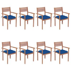 vidaXL Patio Chair Set of 8 Natural wood Teak wood and polyester cushions
