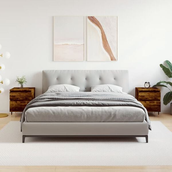 vidaXL Bedside Cabinet Set of 2 Smoked Oak Engineered Wood Medium