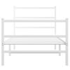 vidaXL Bed Frame White Powder-Coated Steel Twin Bed Frame Rectangular