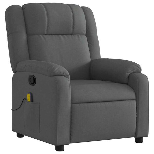 vidaXL Massage Recliner Chair Dark Grey Polyester, Metal, Foam, Plywood