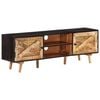 vidaXL TV Cabinet Natural wood, Black Rough Mango Wood, Solid Acacia Wood