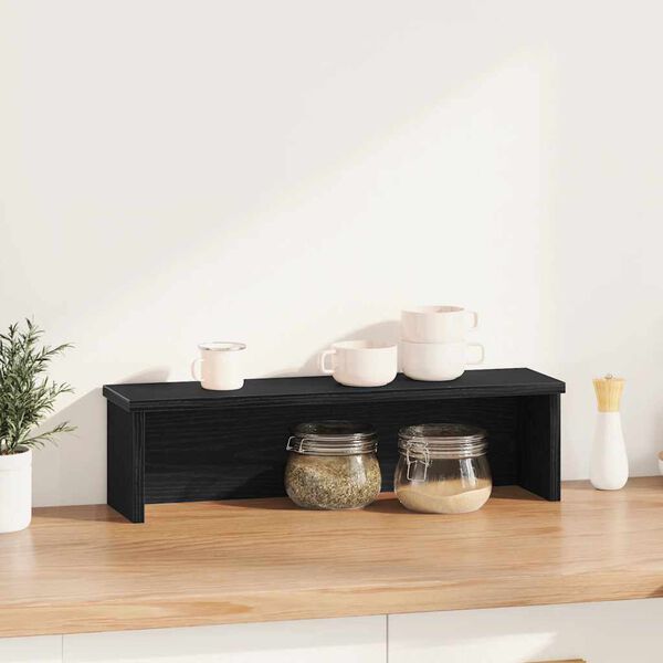 vidaXL Kitchen Rack Stackable Black 19.7x5.9x6.3" Engineered Wood
