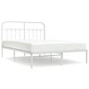 vidaXL Bed Frame White Steel 55.1x74.8in Bed Frame Rectangular