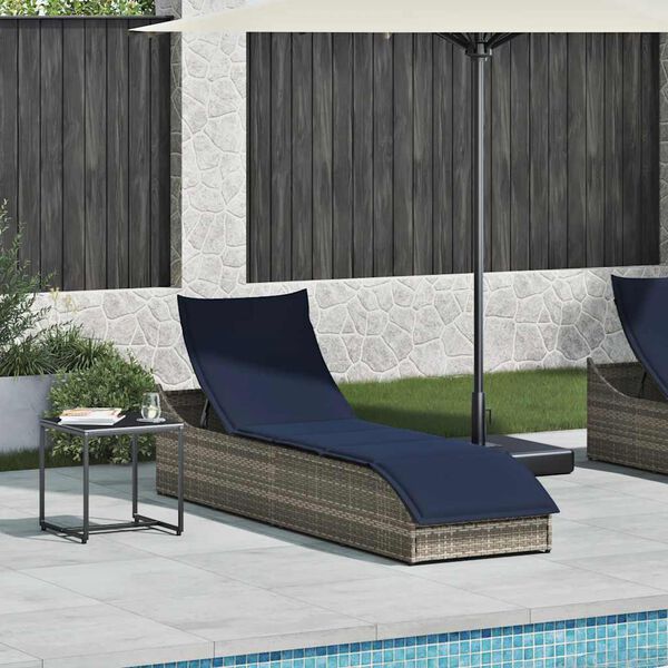vidaXL Folding Sun Lounger Grey PE rattan Standard Foldable