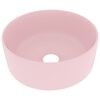 vidaXL Luxury Wash Basin Round Matt Pink 15.7x5.9" Ceramic