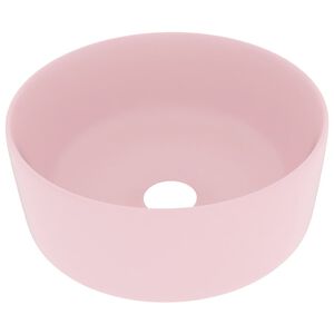 vidaXL Luxury Wash Basin Round Matt Pink 15.7x5.9" Ceramic