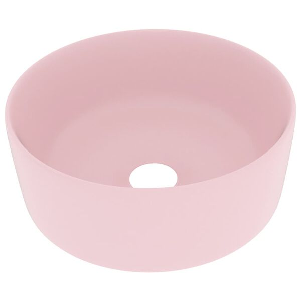 vidaXL Luxury Wash Basin Round Matt Pink 15.7x5.9" Ceramic