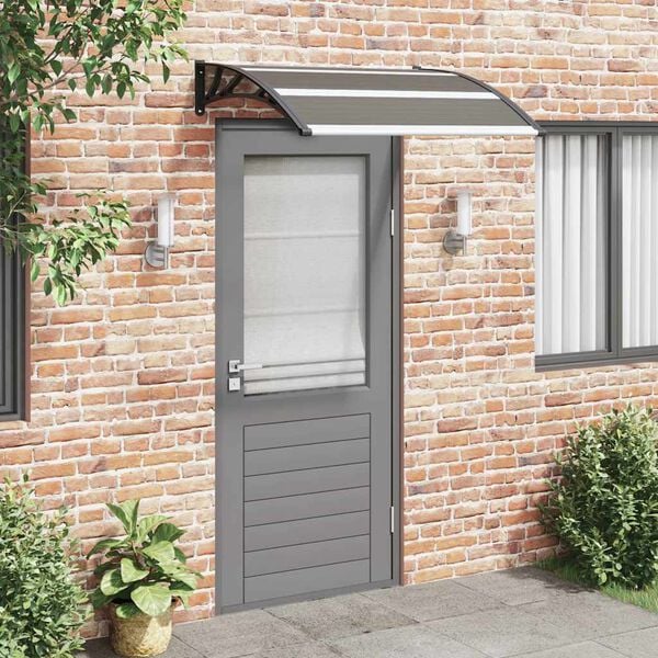 vidaXL Door Canopy Transparent brown and black Polycarbonate Medium