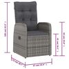 vidaXL Outdoor Dining Set Gray Poly Rattan, Dark Gray Cushion