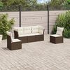 vidaXL Garden Sofa Set Brown and Cream White Poly Rattan 5 Piece Set