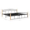 vidaXL Bed Frame Black and Natural Powder-coated metal, solid oak wood