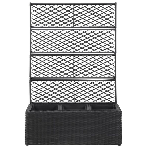 vidaXL Raised Bed Black Poly rattan, Plastic 32.7 x 11.8 x 51.2 in