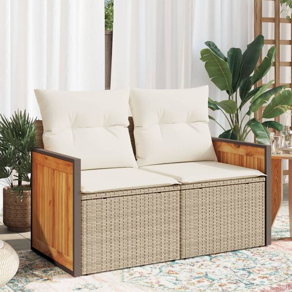 vidaXL Garden Sofa Beige, Cream White