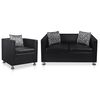 vidaXL Sofa Set Armchair and 2-Seater Black Faux Leather