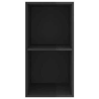 vidaXL Wall-mounted TV Cabinet High Gloss Black 14.6"x14.6"x28.3" Engineered Wood