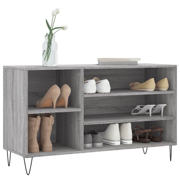 vidaXL Shoe Cabinet Grey Sonoma Engineered wood Medium Storage