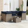vidaXL 7 Piece Patio Sofa Set with Cushions Gray Poly Rattan