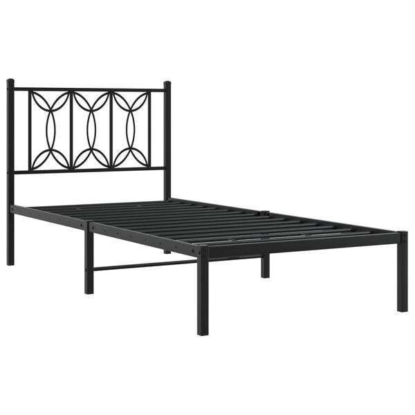 vidaXL Bed Frame Black Steel Twin Bed Frame Rectangular Modern