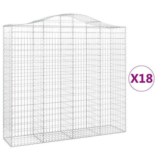vidaXL Gabion Basket Set of 18 Silver Galvanized Iron 78.7x19.7x78.7 in