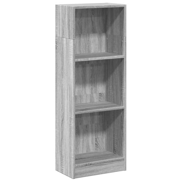 vidaXL Bookcase Gray Sonoma Engineered Wood Tall Bookcase Rectangular