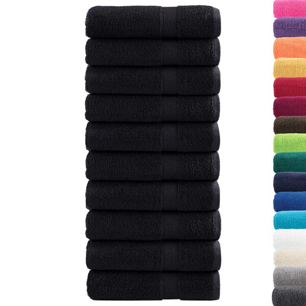 vidaXL Hand Towel Set of 10 Black 100% Cotton 19.7 x 39.4 in
