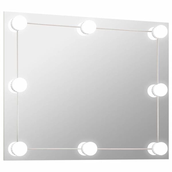 vidaXL Wall Mirror With Led Light Silver Glass, EVA, Plastic