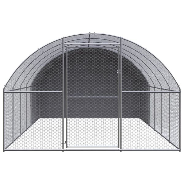 vidaXL Chicken Coop Silver and silver gray Galvanized steel, Polyethylene