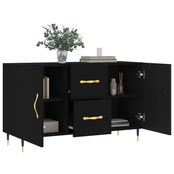 vidaXL Sideboard Black Engineered wood, metal 39.4 x 14.2 x 23.6 in