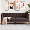 vidaXL Chesterfield Sofa Dark brown Polyester, plywood, solid wood