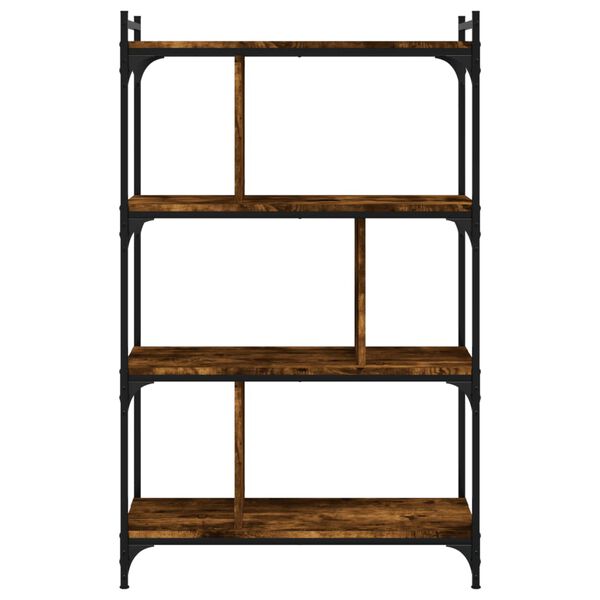 vidaXL Bookcase Smoked oak Engineered wood, metal 29.9 x 12.6 x 48.4 in