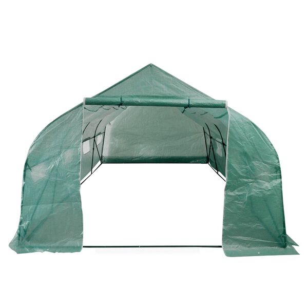 vidaXL Polytunnel Greenhouse Green Tough Steel, Polyethylene Large