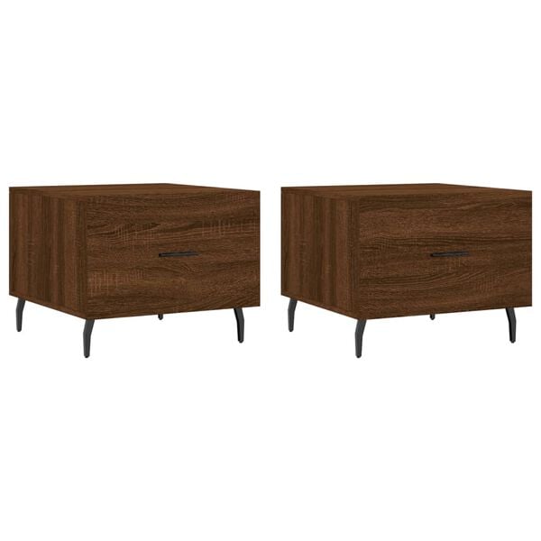vidaXL Coffee Table Set of 2 Brown Oak Engineered wood, Iron