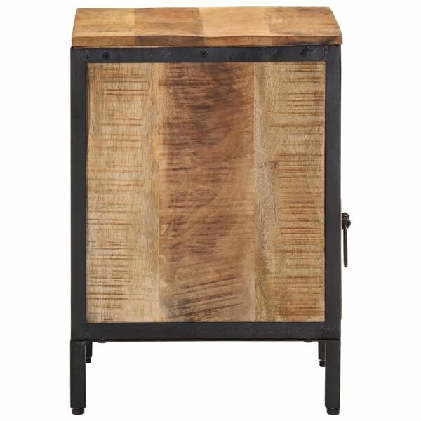 vidaXL Bedside Cabinet Natural wood and black Solid mango wood, iron