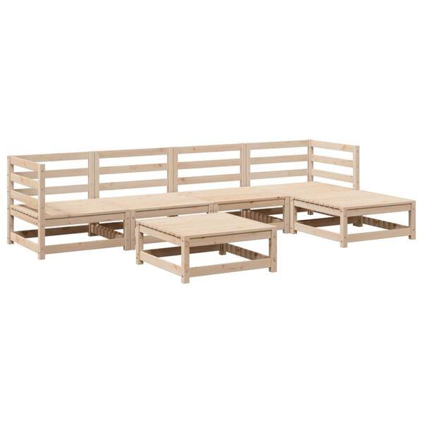 vidaXL Garden Sofa Set Natural wood Solid pine wood (untreated) Large