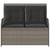 vidaXL Reclining Garden Bench Grey Poly Rattan, Powder-Coated Steel Medium