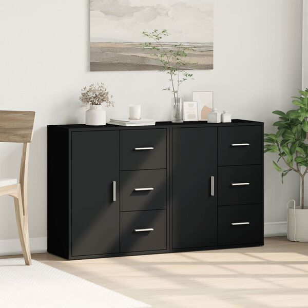 vidaXL Sideboard Black Engineered Wood Medium Storage Sideboard