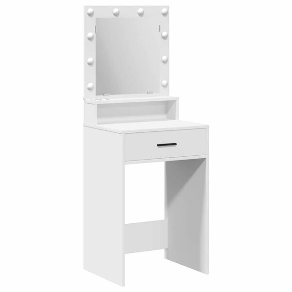vidaXL Dressing Table White 19.69 x 16.14 x 53.15 in Engineered Wood