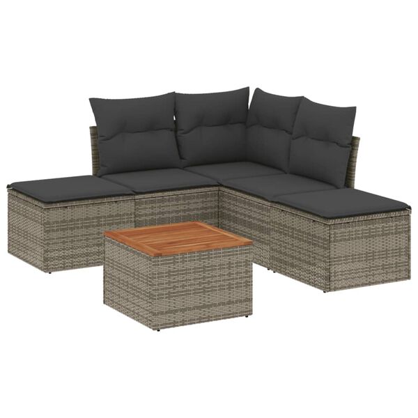 vidaXL Garden Sofa Set Gray, Dark Gray, Brown