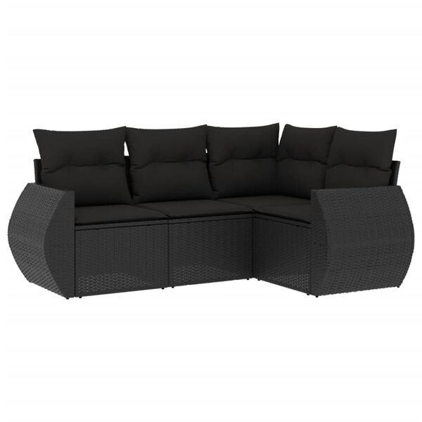 vidaXL Garden Sofa Set Black Poly Rattan Modular Modular