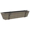 vidaXL Planter Grey PE Rattan Large Hooks Planter Trapezoidal