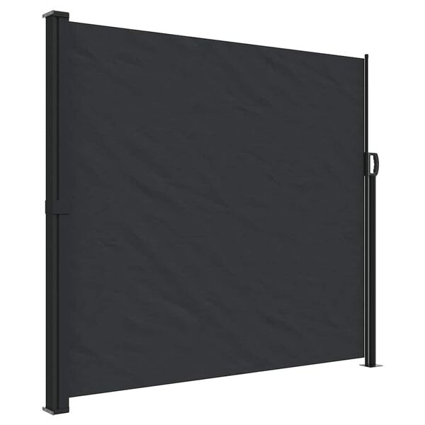 vidaXL Retractable Side Awning Black 100% polyester with PU coating