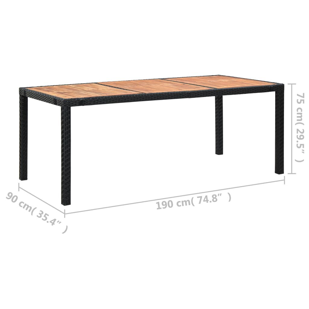 vidaXL Outdoor Dining Set Black PE rattan Large Adjustable Footrests