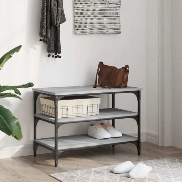 vidaXL Shoe Bench Grey Sonoma Engineered wood, metal Medium