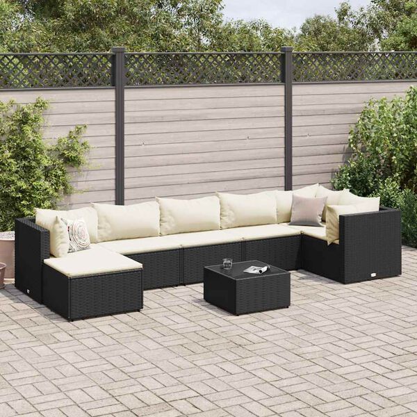 vidaXL Patio Lounge Set Black, Cream White
