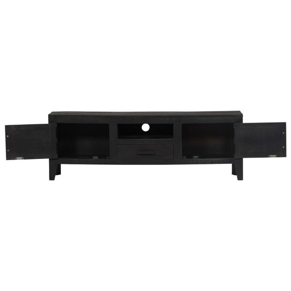 vidaXL Tv Cabinet Black Solid mango wood Medium Tv Cabinet Rectangular