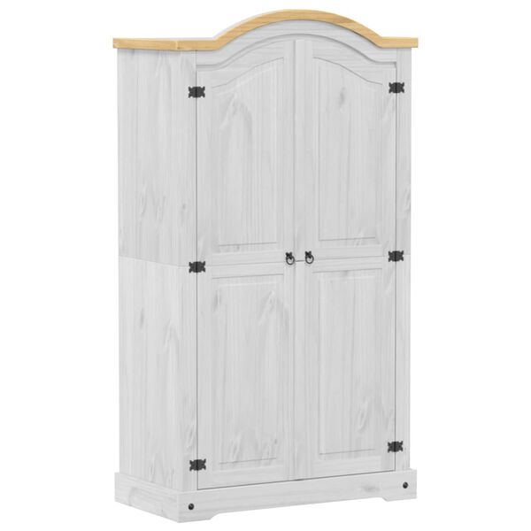 vidaXL Wardrobe White Solid Pine Wood, Engineered Wood, Metal