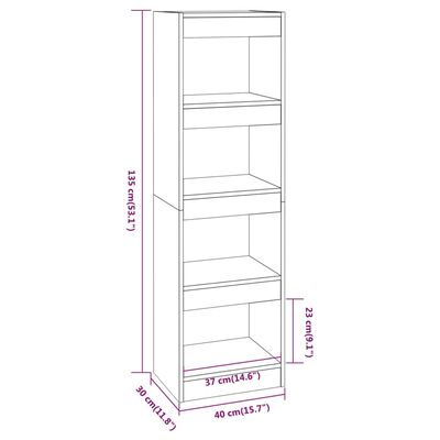 vidaXL Book Cabinet/Room Divider Sonoma Oak 15.7"x11.8"x53.1"