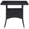 vidaXL Dining Table Black PE rattan with steel frame and tempered glass top