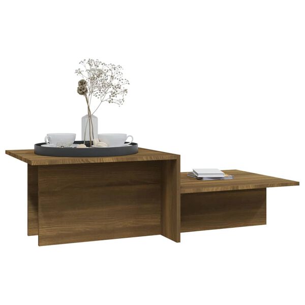 vidaXL Coffee Table Brown Oak Engineered Wood Medium Decorative Inlays